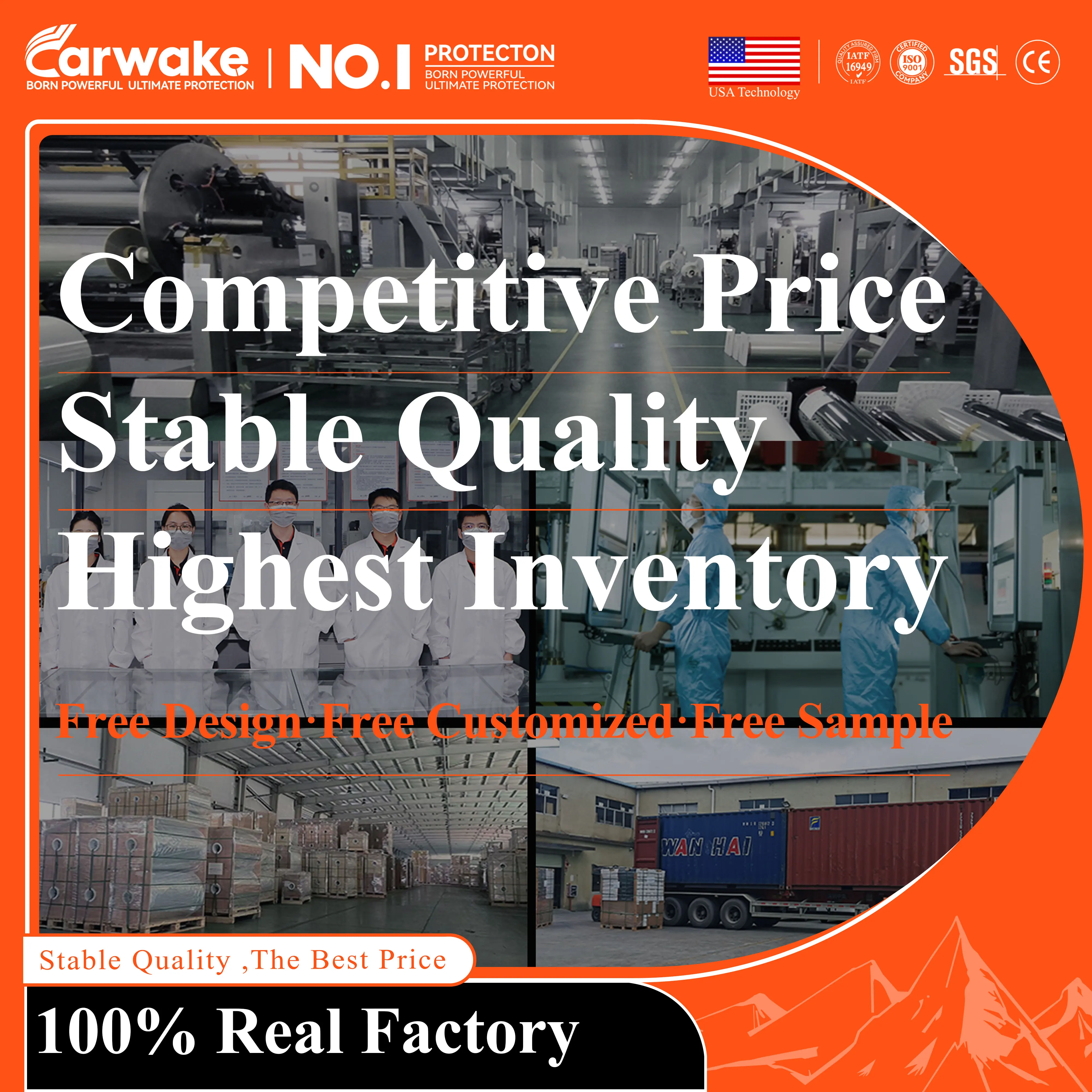 Carwake Manufacturer Free Sample 10 Years Warranty High definition and high scalability Car Window Film