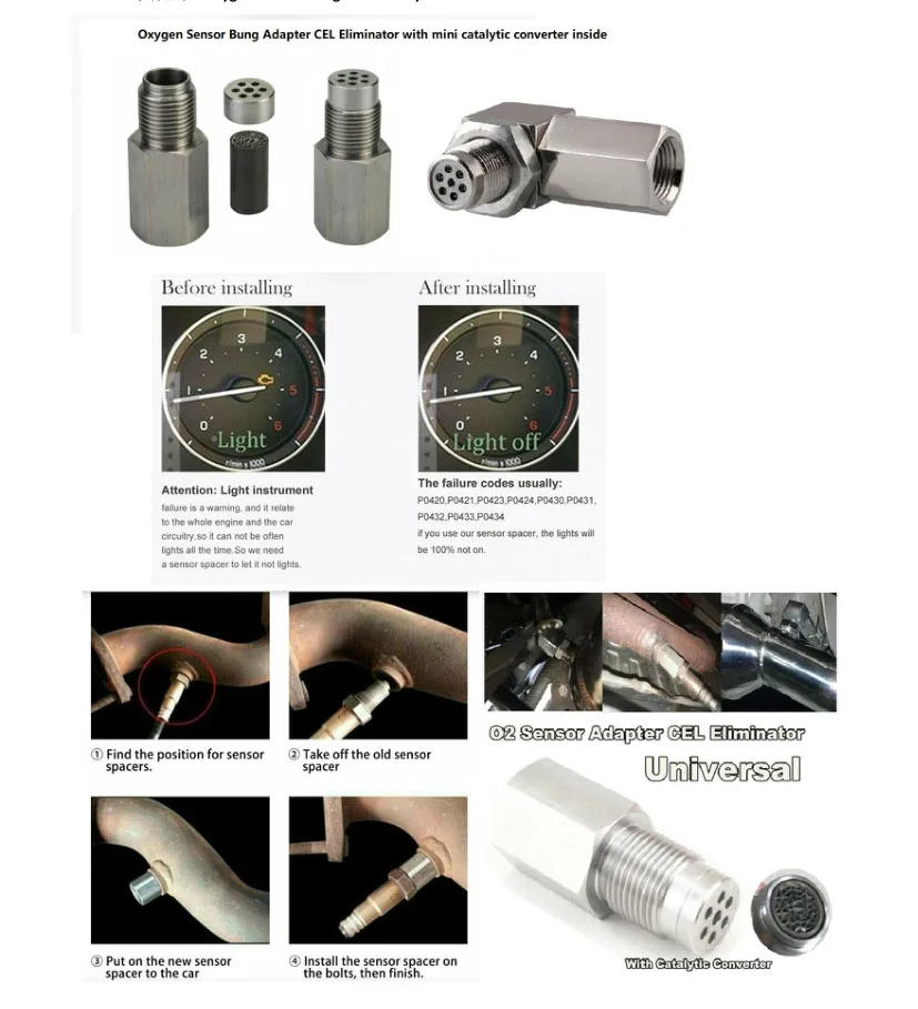 O2 Spacer Adapter Oxygen Sensor Simulator Extender M18x1.5 Catalytic