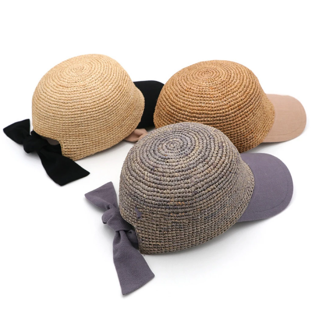 Custom Outdoor Sports Baseball Cap - Crocheted Raffia Straw Hat