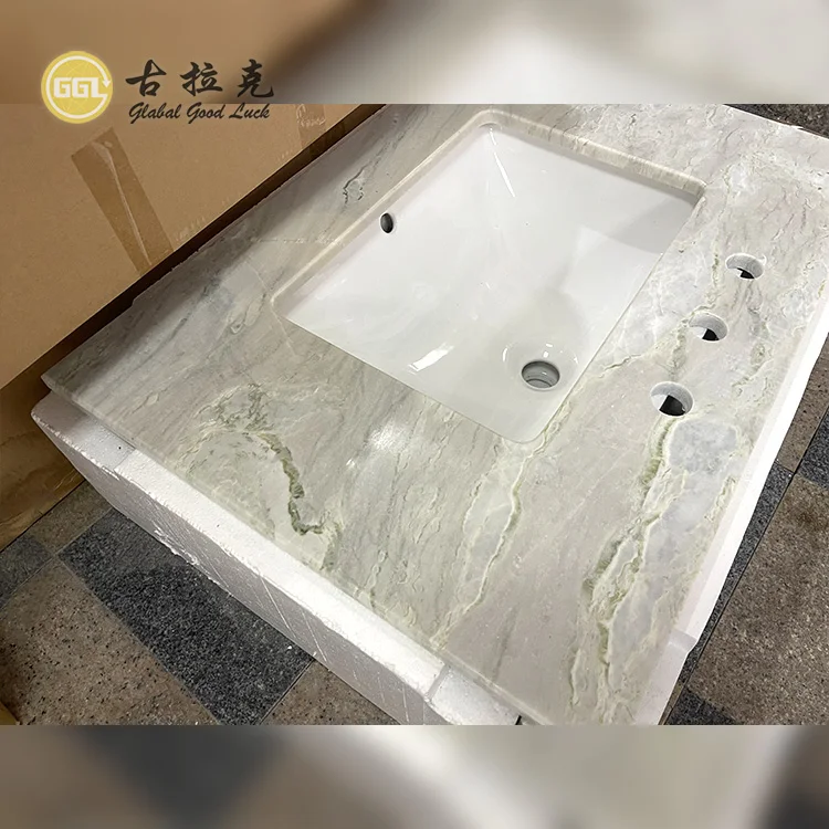 Fashion Counter Top Wash Basin Stone Marble Bathroom Vanity Top for Hotel Bathroom Decor