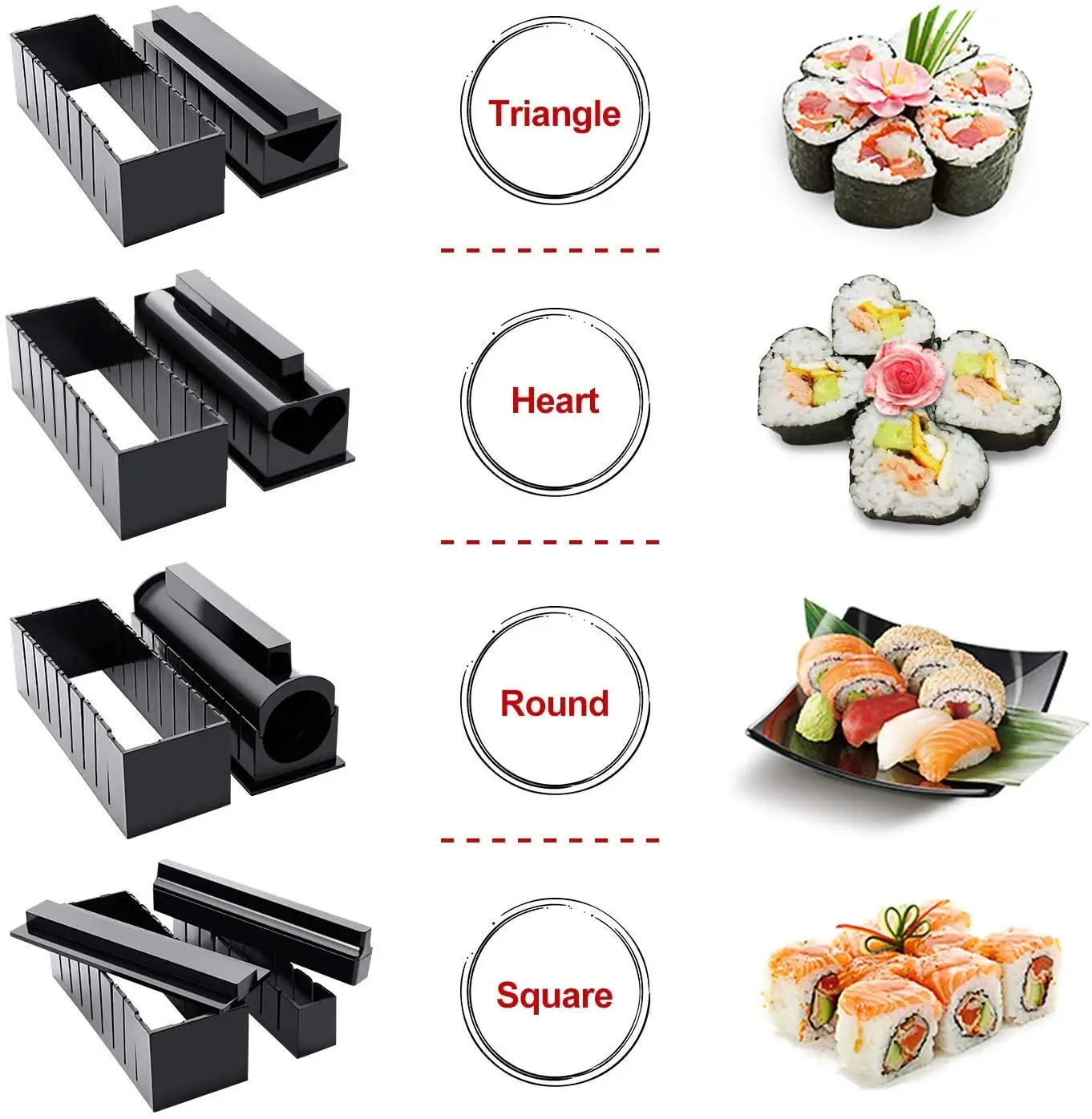 Sushi Maker 7 Pcs Kit Plastic Sushi Set Tools Japanese Rice Ball Cake Roll  Mold Sushi Multifunctional Mould Making Sushi Tools