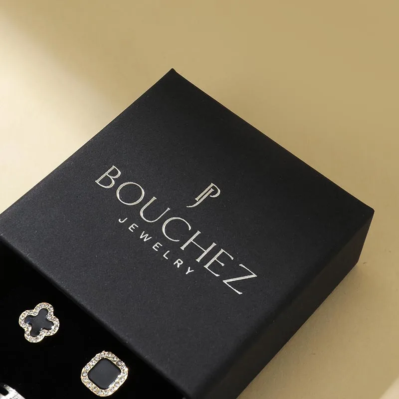 A1 Custom Logo ECO Square Paper Jewelry Gift Packaging Drawer Box with Custom Size & Shape Button Closure FSC ROHS Certified details