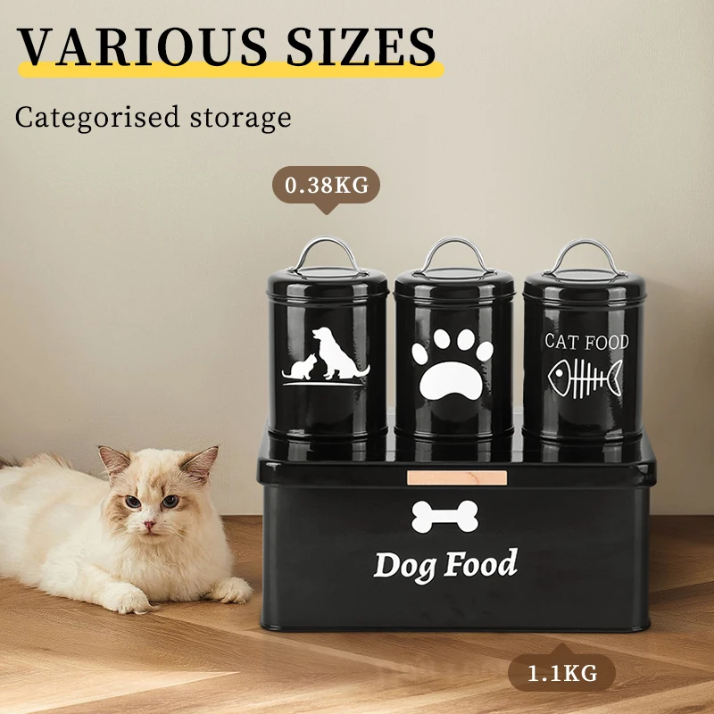 Factory Direct Sale Durable Galvanized Iron Storage Containers Set of 4 for Pet Clothes and Pet Food