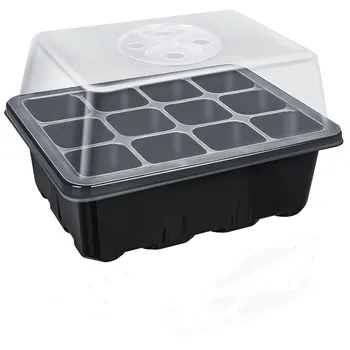 12 Cells Plastic Seed Tray Germination Vegetable Nursery Plant ...