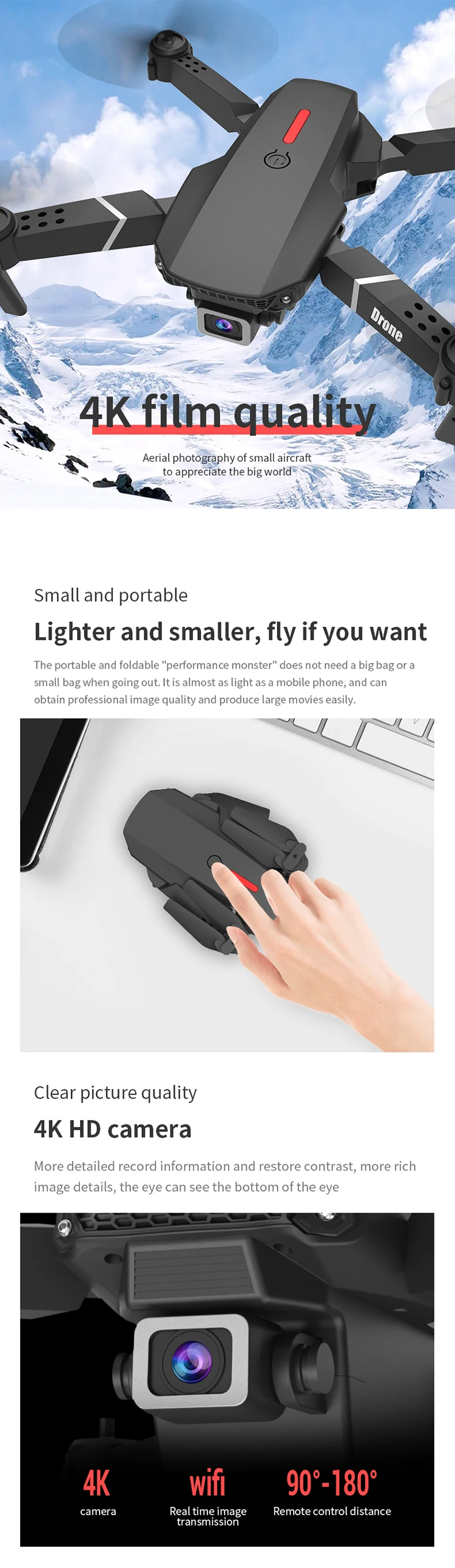 E88 Hd Dual Camera Video Long Range Quadcopter Drone Under 500 Rupees