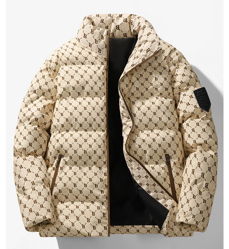 Men's Waterproof Puffer Jacket With Stand Collar For Winter_voghion.com