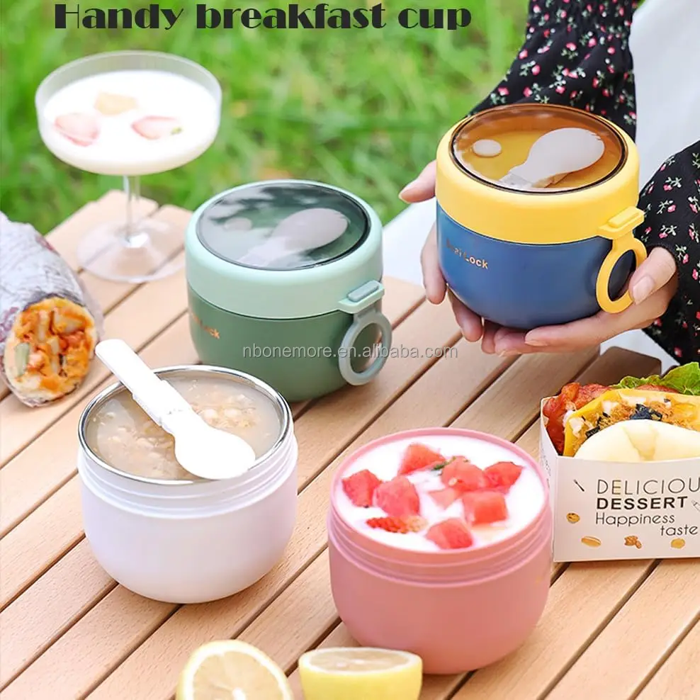 Take Away Food Container Stainless Steel Yogurt Cereal Breakfast Cup to ...