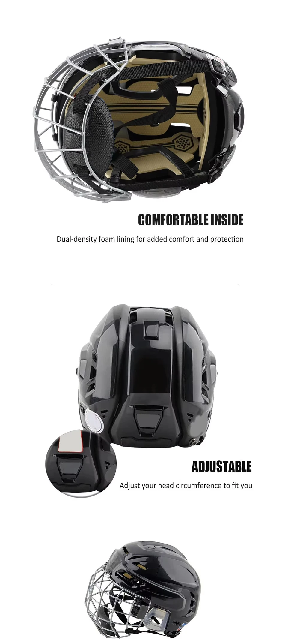 Factory Customizable ABS+PC Full Face Protective Ice Hockey Helmet for Roller Skating and Boxing Ice Hockey
