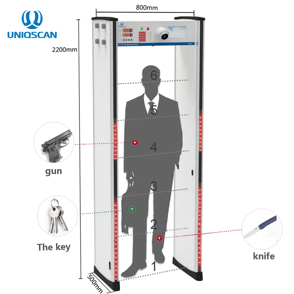 Uniqscan Cctv Camera Security Walk Through Gun Door Frame for Airport Arch Professional Metal Detector