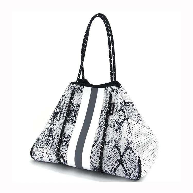 Customized logo Pattern Colors Available Summer Beach Perforated Neoprene Tote Bag Custom Print
