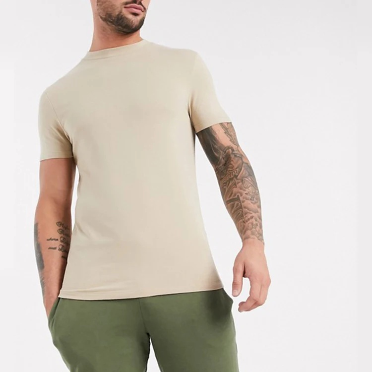 wholesale men t shirts 100% cotton dry fit t-shirt beige color
