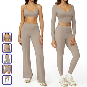 Wholesale High Quality Women Yoga 6 Piece Sets Tops Breathable Tight Fitting Pants Outdoor Running Exercise Sportswear