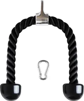 Nylon Triceps Rope, Twisted Rope Triceps Jam to Pull Down with Non-Slip Handles-Biceps Triceps,Gym or Home -Black
