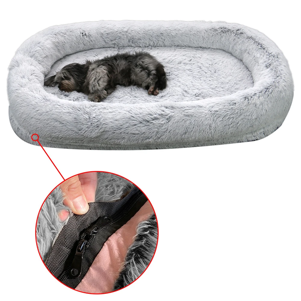 product human dog bed pet beds for humans size fits you and pets washable faux fur for people doze off napping orthopedic pillow-51