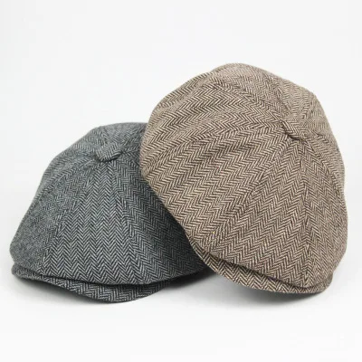 Newsboy Hat Men Beret Dark Grey Celebrity Caps Vintage Tweed Peaky ...