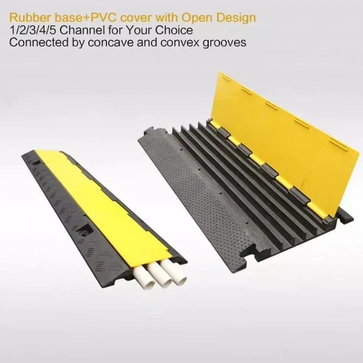 product factory wholesale outdoor rubber floor cable cover roadway safety traffic rubber 5 channel cable protector-5