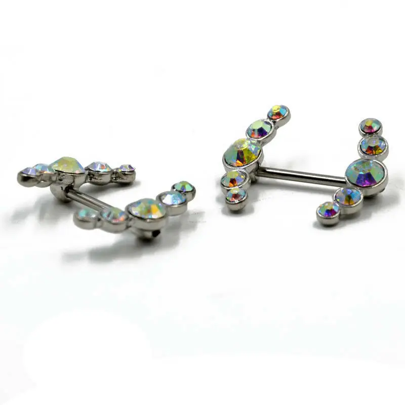 XM20082 ステンレス製ダブルニップルリング 宝石ニップルバーベル