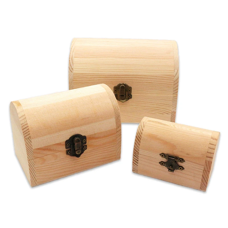 Kids Mini Pirate Box Small Unfinished Wooden Treasure Chest Boxes Set ...