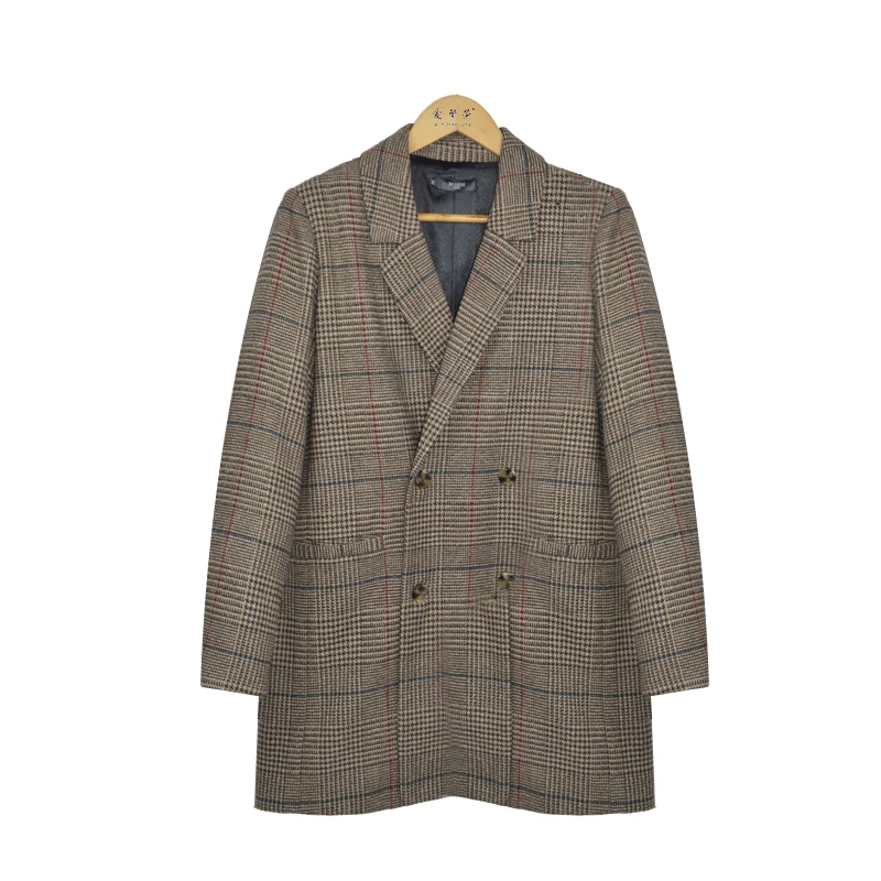 Custom High Quality Unisex Checked Overcoat Boys Coats&Outwears Plus Size Men's Coats
