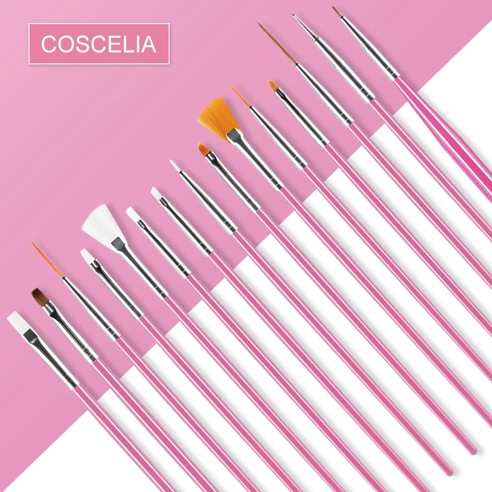 Набор кистей для ногтей COSCELIA, 15 шт., ручка для ногтей, инструменты для рисования узоров
