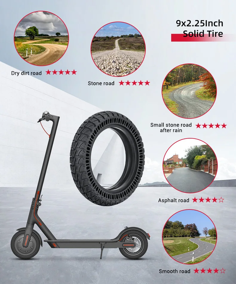 9 Inch E Scooter Parts Environmental/recyclable Rubber Off