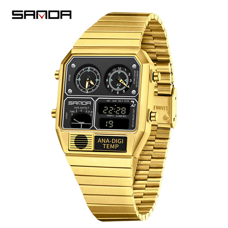 SANDA 3 Time Thermometer Watch - Luxury Digital Chronograph
