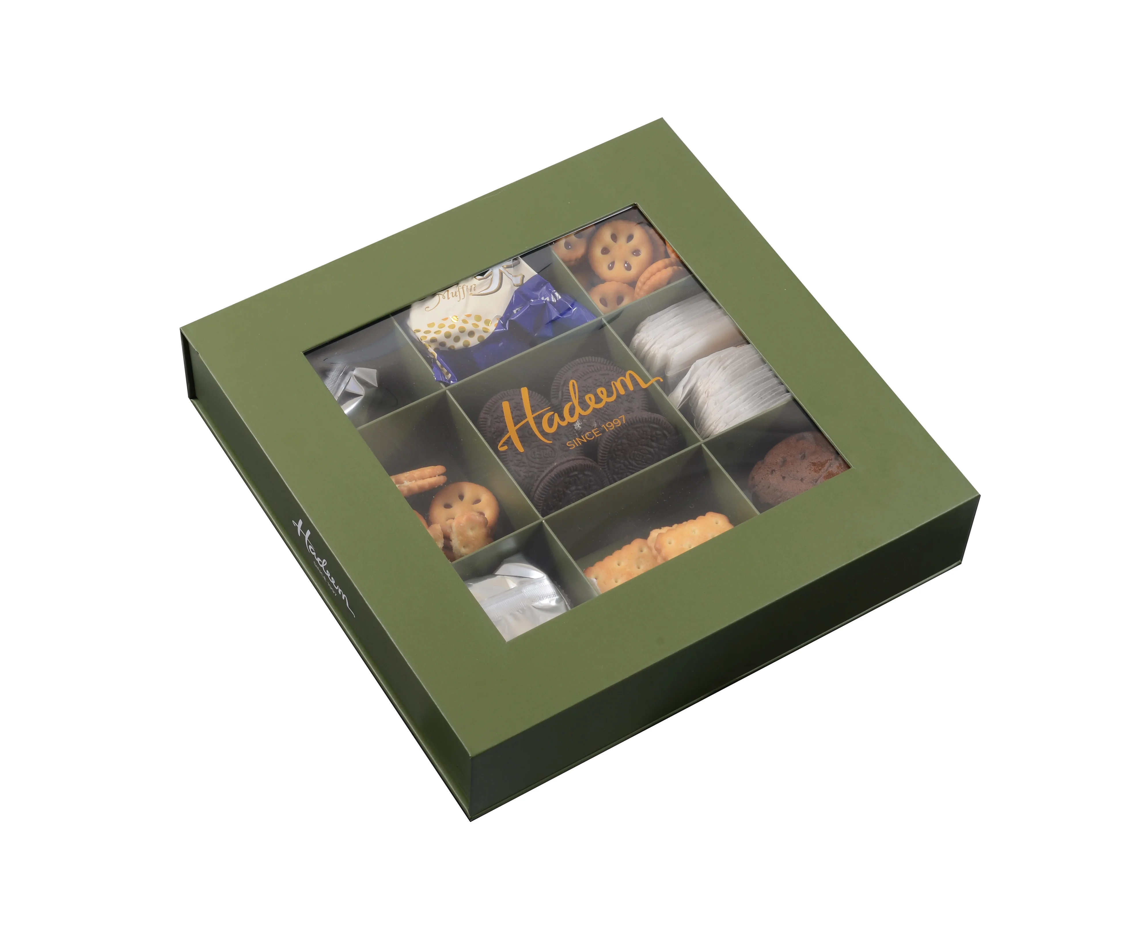 Custom Logo Clear PVC Window Magnetic Box Luxury Ramadan Dates Packaging Rigid Cardboard Box Biscuits Nuts Cookie Box