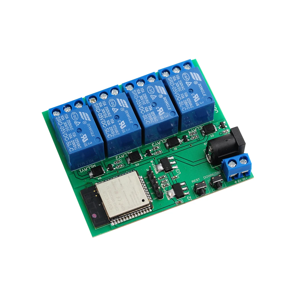 DIYmall ESP32S 4 CH Wi-Fi BLE триггерный релейный модуль Wi-Fi реле с DC6V 0.6A адаптер питания штепсельная вилка стандарта США