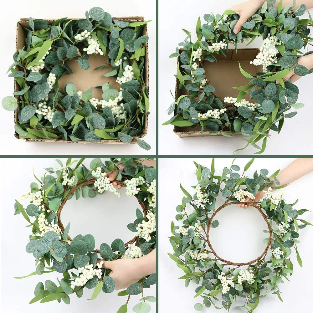 AF3003 Outdoor Luxury Decor Christmas Garland Decoration Green Eucalyptus  Wreath Wholesale Christmas Wreath for Front Door, image size:1000x1000