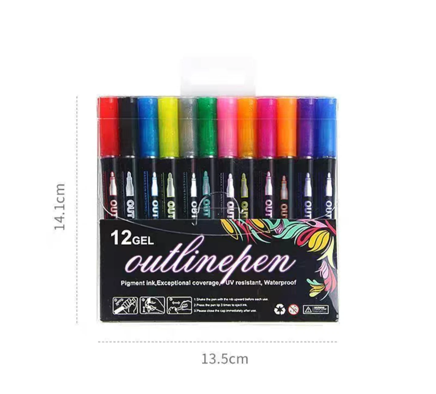 Wholesale Double Line Metallic Markers 12color/24 Color Outline Marker Pens  For Writing Drawing Gift Cards Greeting Cards 24 colors From China