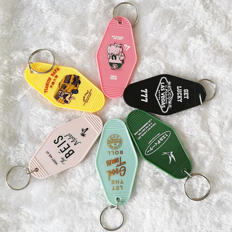 Wholesale Colorful Hot Stamping Logo Plastic Hotel Keychain Motel ...