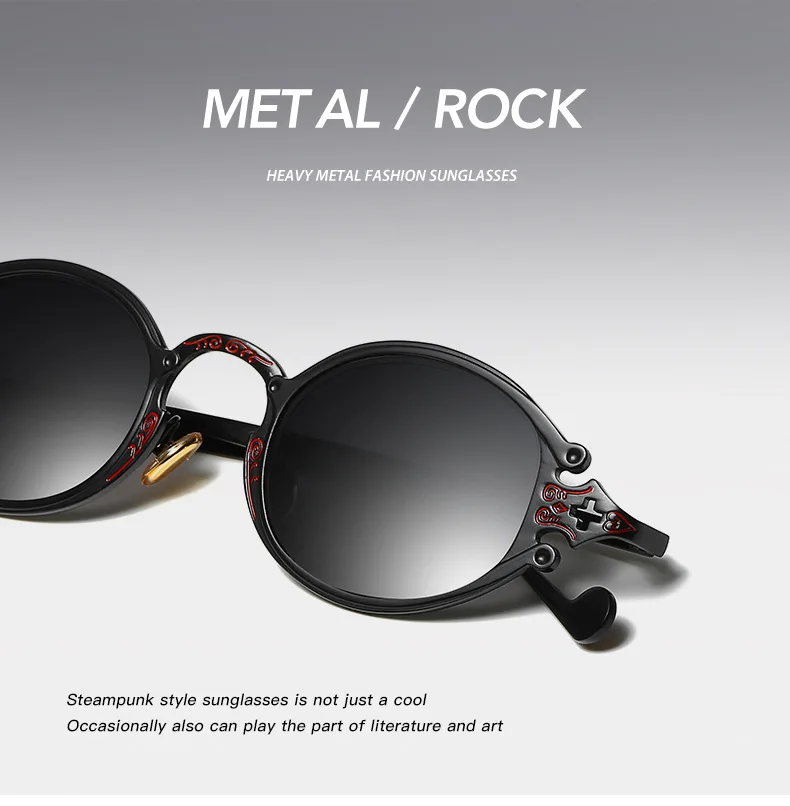Lunettes De Soleil Steampunk à Rivets - Style Rétro Unisexe - Monture PC Noir - Look Vintage Et Créatif