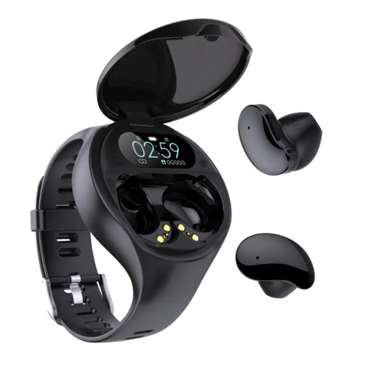 Smartwatch with TWS Earphones JM06 - Aluminium Strap (Open-Box  Satisfactory) - Black