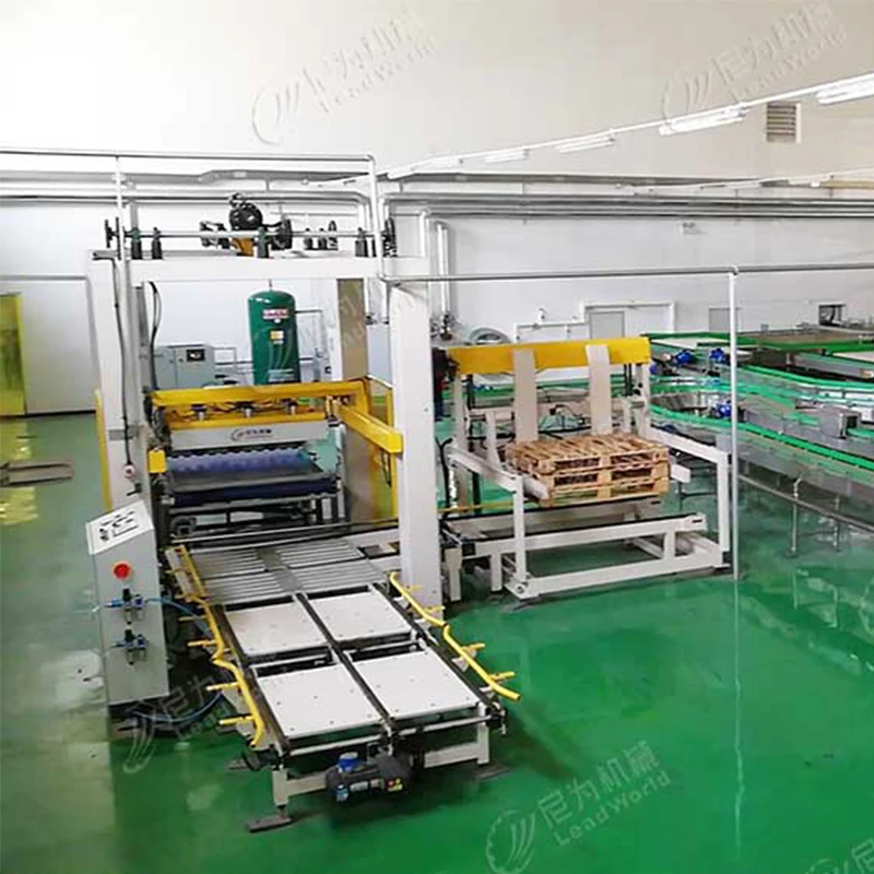 Leadworld Automatic Production Packaging Line Empty Tin Can Fruit Canning Palletizer Stacking Machine End of Line Packing