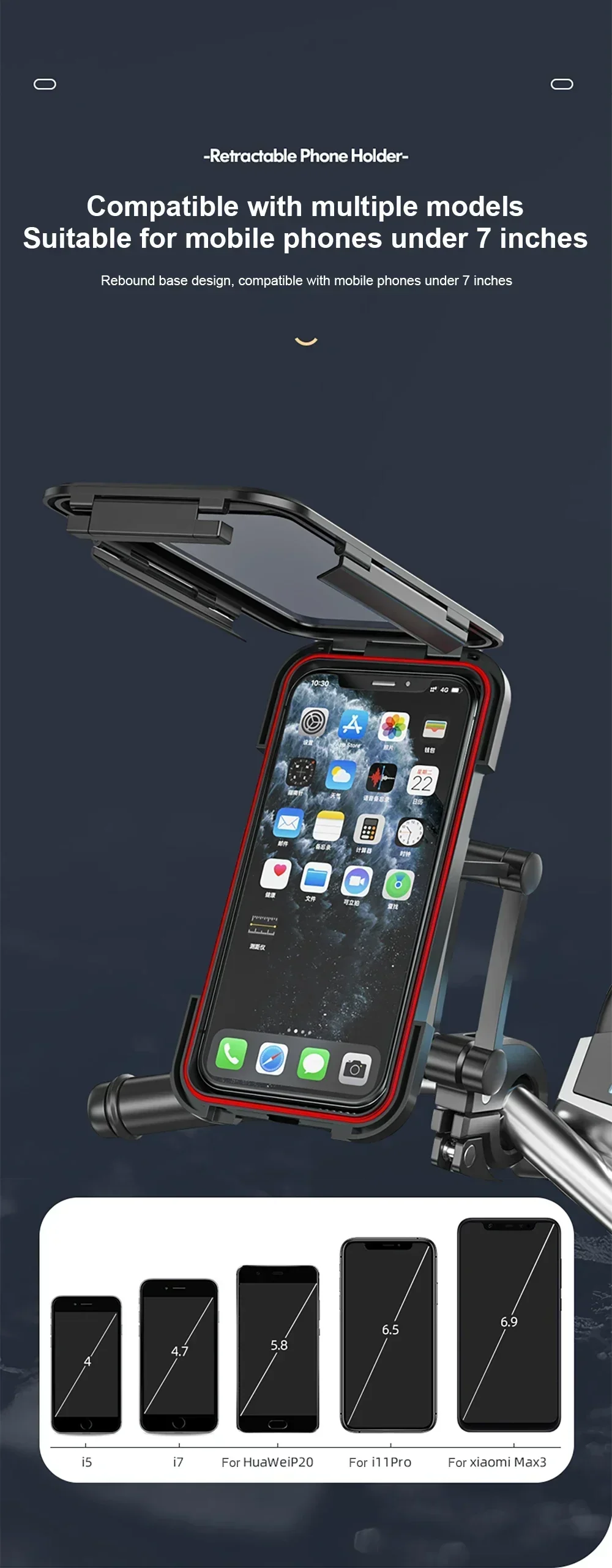 Universal Waterproof Motorcycle Bike Mobile Phone Holder Support Bicycle GPS 360° Swivel Adjustable Cellphone Holder