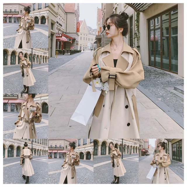 Customized 2024 Women's Double-Breasted Classic Lapel Overcoat Belted Slim Outerwear Coat with Detachable Hood