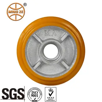 Factory Best Seller 4-8 Inch Durable Yellow Crown Tread Polyurethane PU Foam Caster Wheels Unmarked Heavy Duty Cast Iron Casters