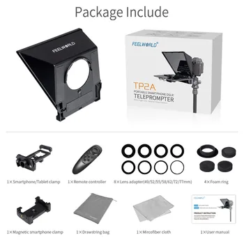 FEELWORLD Mini Teleprompter Support up to 8" Smartphone/Tablet Prompting Smartphone DSLR Shooting with APP Remote Control TP2A product image
