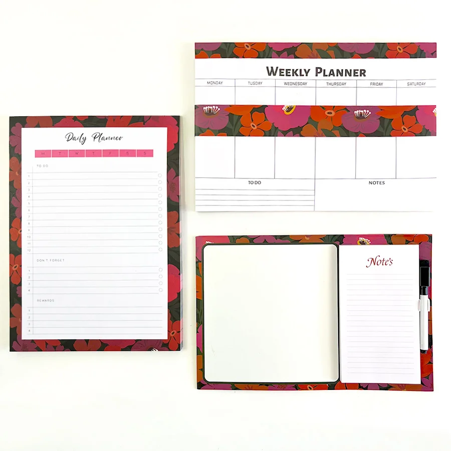 Custom Tear off To Do List Memo Notes Pad Printing Red Floral Memo Pad Custom Print With Customize Logo