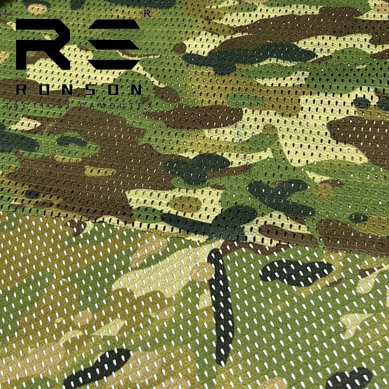 【SATIIIZ】Luffy Camo Patch Mesh Knit Camouflage Sequin Mesh fabric