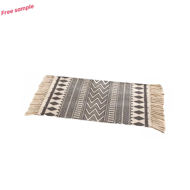 Cotton Soft Tassel Home Carpets For Living Room machine washable Bedroom Decorate Carpet Floor Door Mat Woven Cotton mat