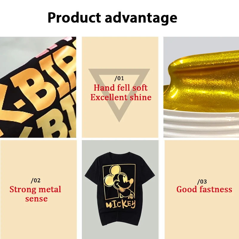 Water Based Silk Rubber Screen Printing Ink Gold Ink for Print