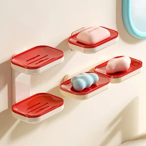 New Wall-Mounted Plastic Soap Rack Storage Box Bathroom Drain Box Household Organizer