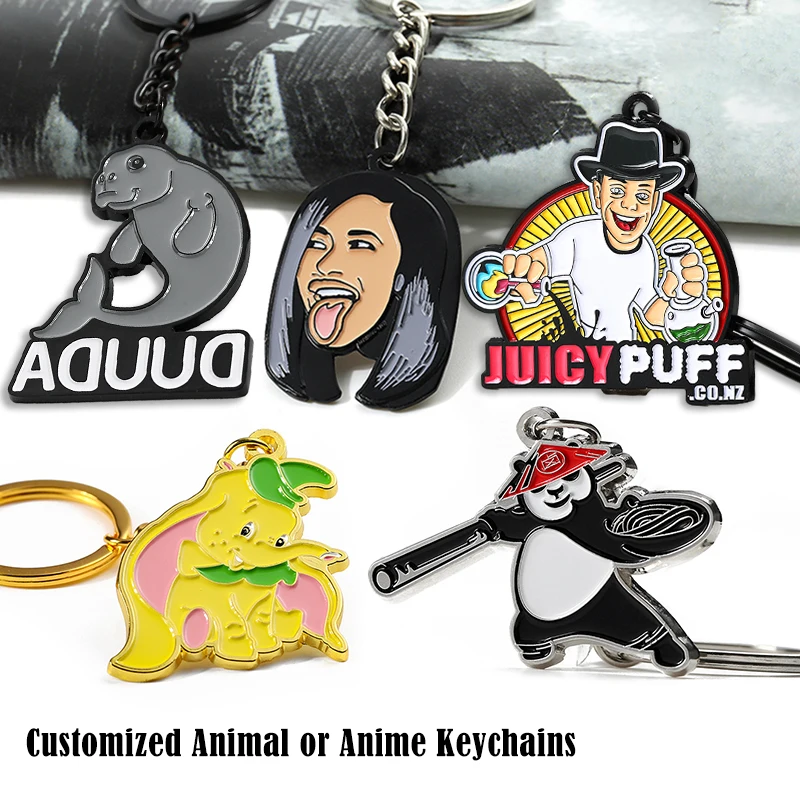 Wholesale fashion 2d 3d anime keychain metal zinc alloy enamel key chain ring lovely cartoon kawaii key chains for girls gifts