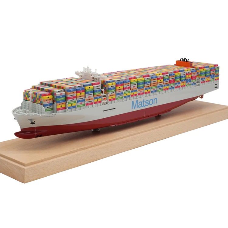 【A】Custom Made Handmade Metal Crafts Logistics Present Freight Forwarder Scale Boat Model Matson  45cm Container Ship Model