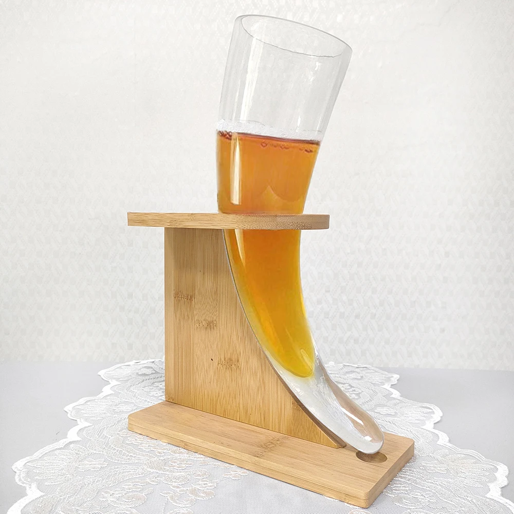 Manufacturer Unique clear 16oz Horn Shaped Beer Glass Viking Horn Glasses  Hand Made