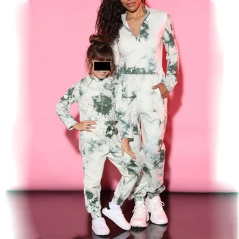 Customized new mother and daughter matching suits casual parent-child wear tie dye mom and me clothing