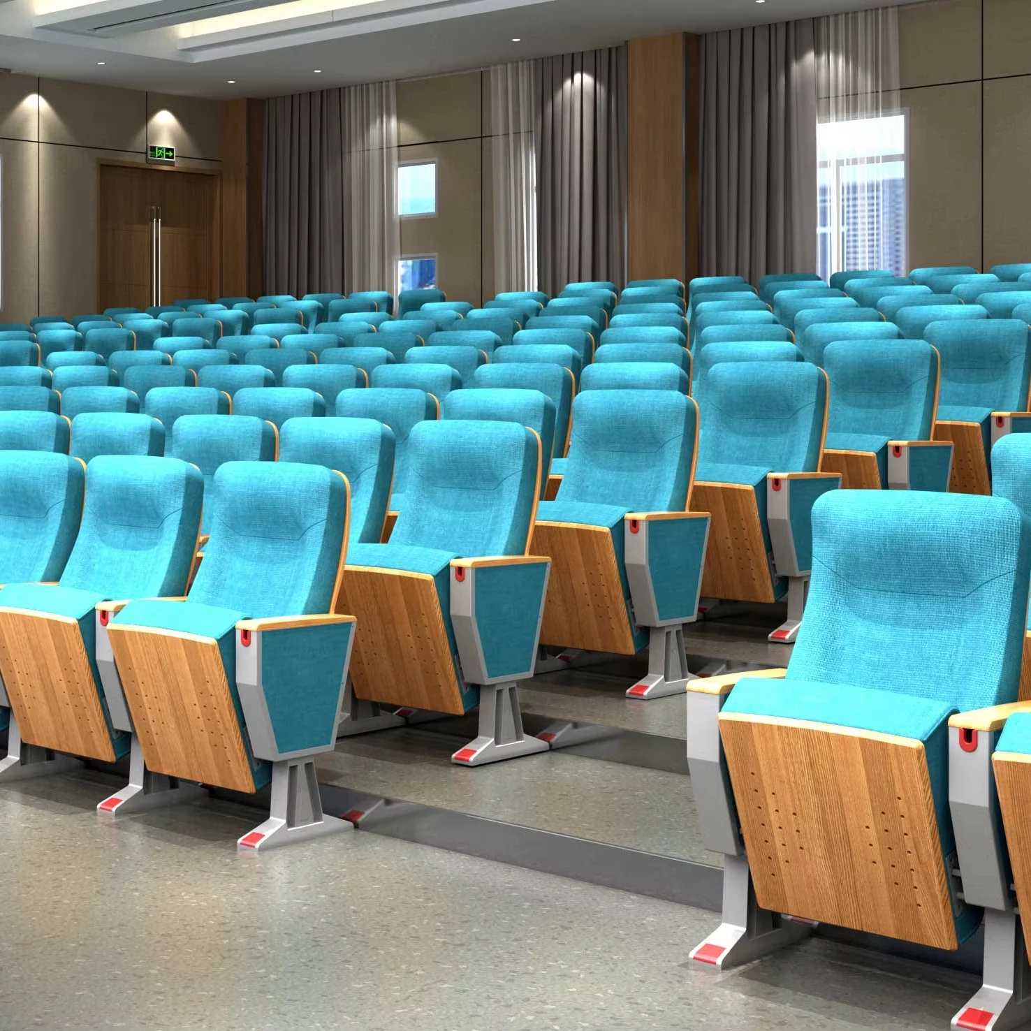 Furniture Lecture Room Conference Performance Church Chair Fabric Folding Movie Theater Seat Auditorium Hall Chair for Meetings