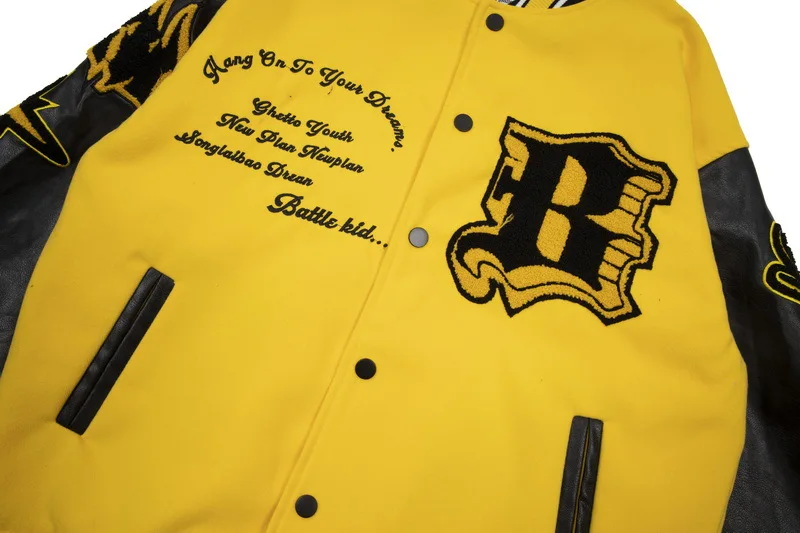 High Quality Men Chenille Embroidery Leather Sleeves Custom Baseball Letterman Varsity Jacket_voghion.com