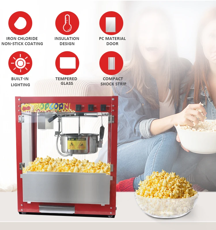 Commercial Electric Popcorn Machine Industrial Caramel Double Pot ...